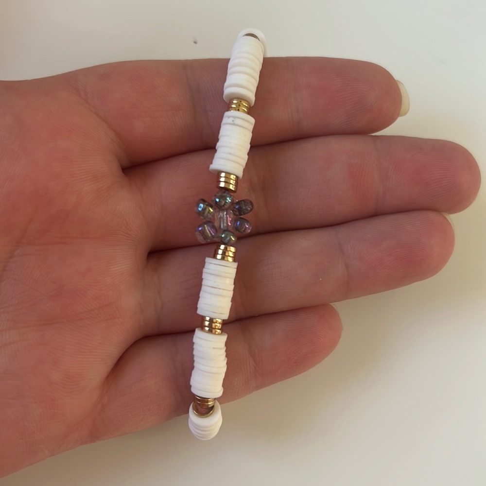 Pretty gold and white hand made bracelet